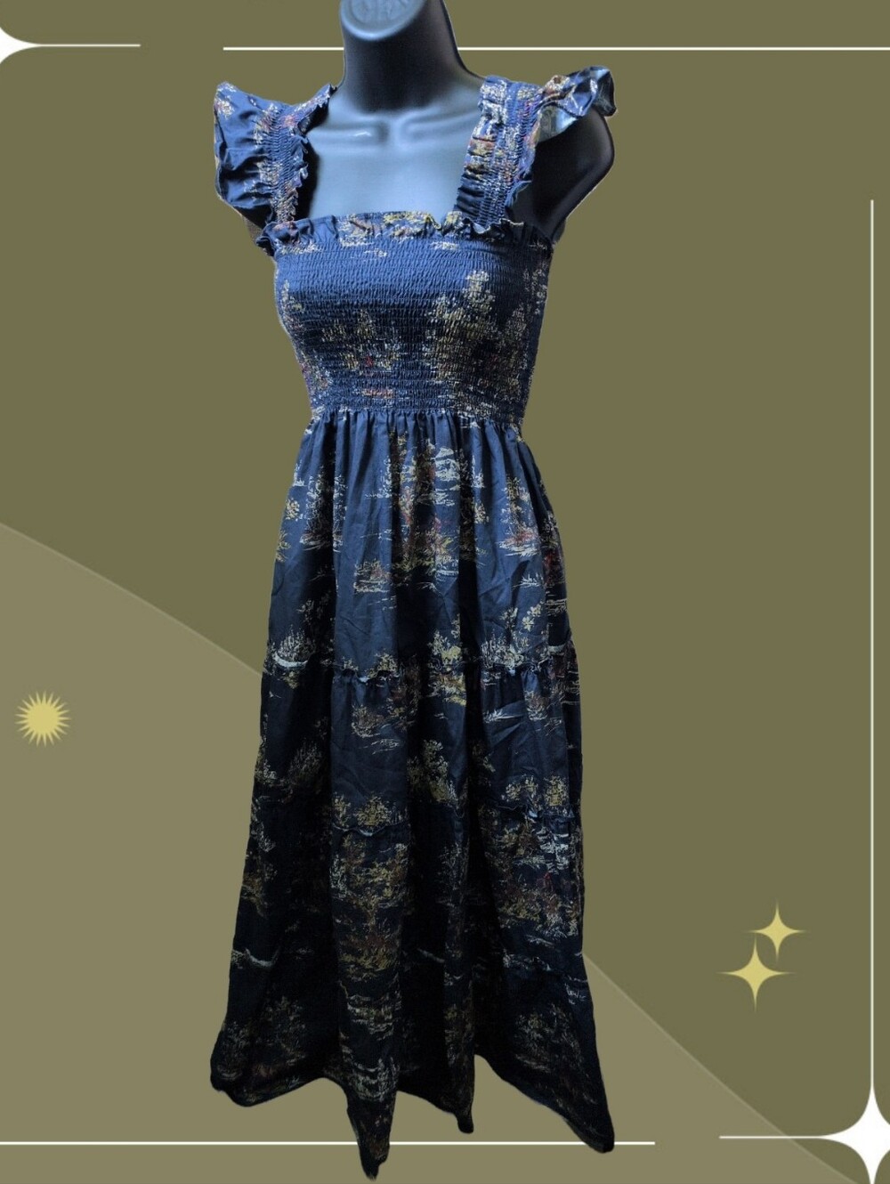 ✨ Hill House Home The Ellie Nap Dress in Navy Equestrian Toile Size XXS